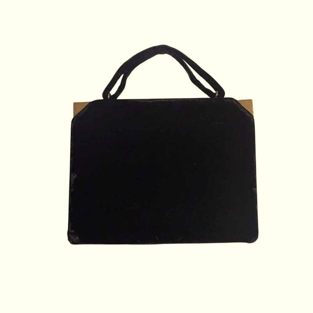VTG Graceline Master Purse Black Velvet Handbag Matching Satin‎ Coin Purse MCM